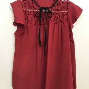 Burgundy Lace Top